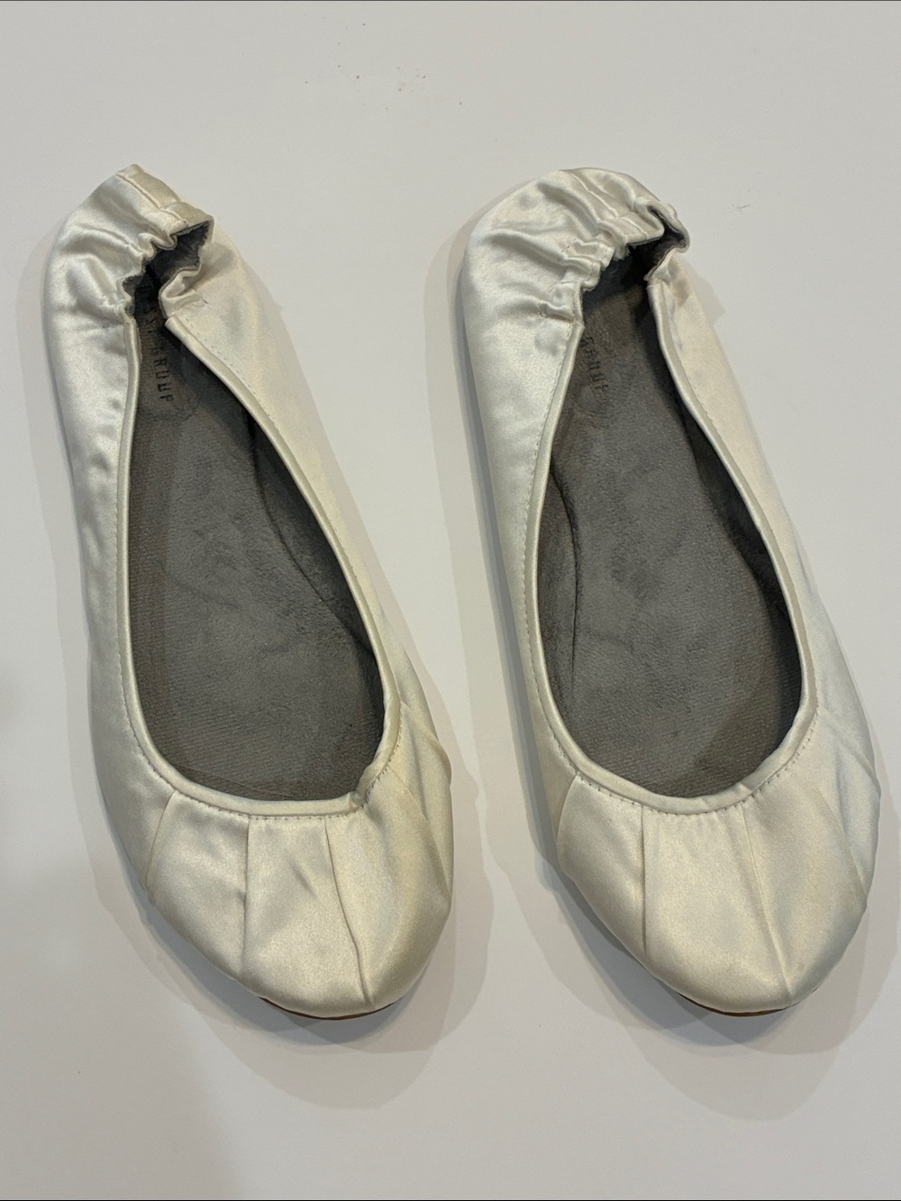 Ivory Satin Wedding Ballet Flats — The Dressy Group (Size 11)